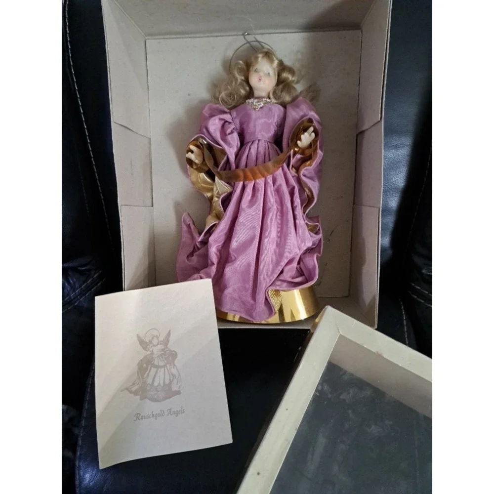 Serendipity Rauschgold Wax Angel Doll Tree Topper Feather Wings 13
